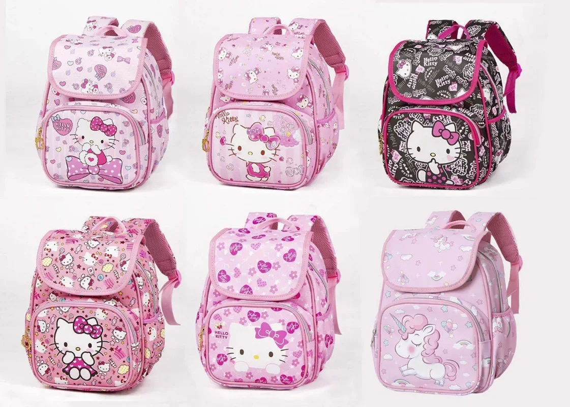 Anime Cartoon Hello Kitty School Backpack Primary Kawaii Cute Waterproof Little Packs School Bag Suitable for 5-12 Years Old