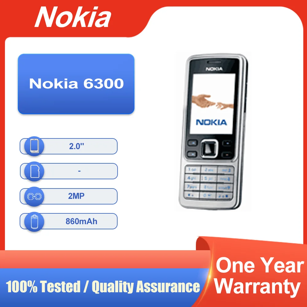 الأصلي مقفلة نوكيا 6300 شريحة واحدة GSM 900/1800/1900 بلوتوث 2MP MP4 الهاتف المحمول لوحة المفاتيح متعددة اللغات صنع في فنلندا