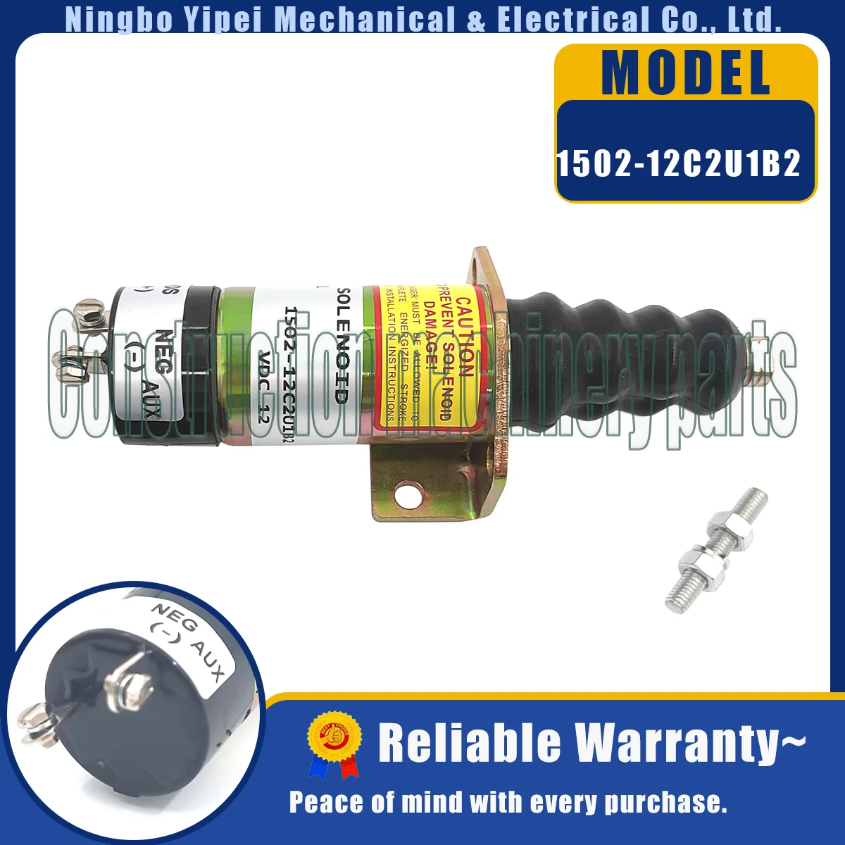 

12V Stop Solenoid 1500-2078 1502-12C2U1B2 for Woodward 1500 Series 2 Terminals 103007AA