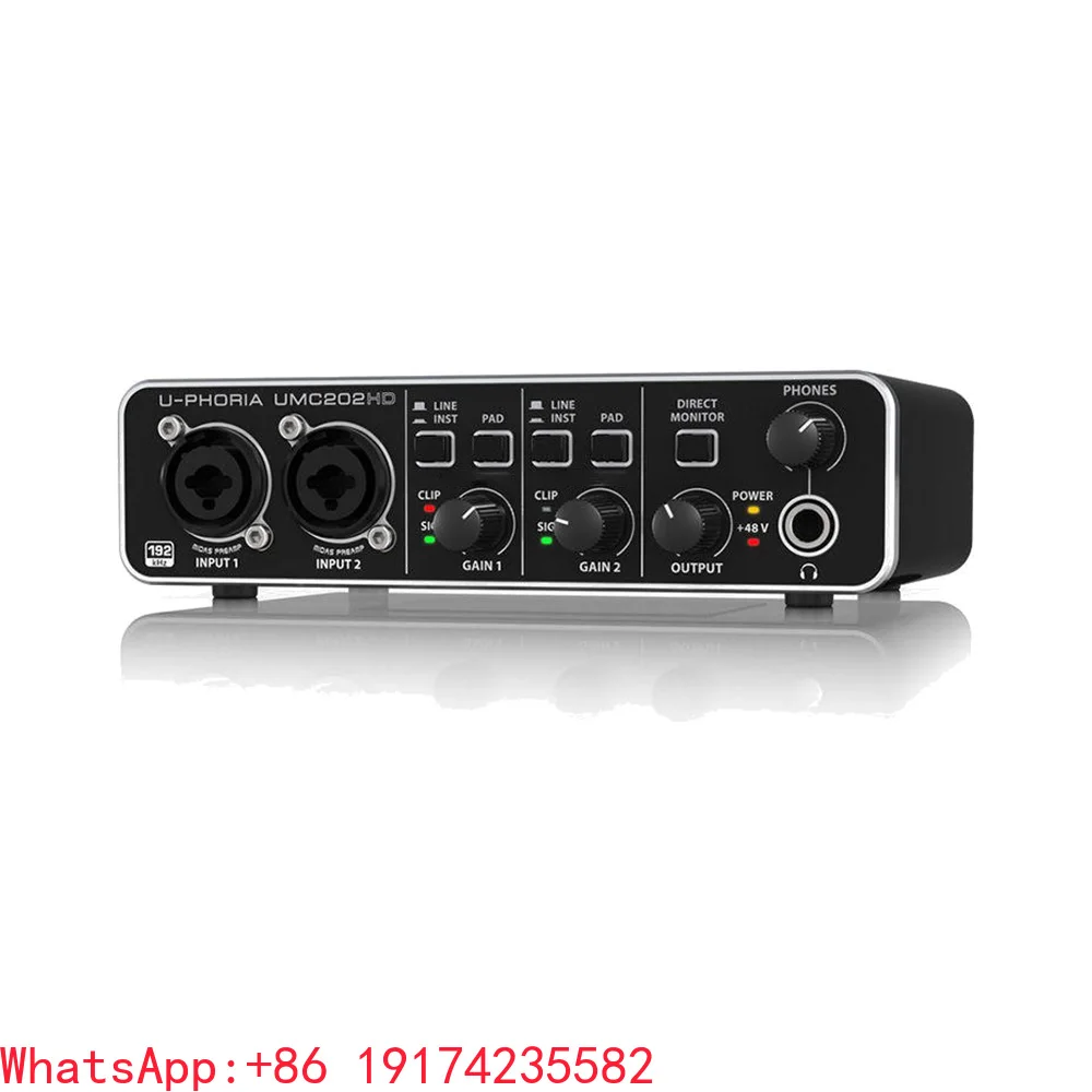 Professional UMC202HD USB Audio Interface 24-Bit/192 kHz Soundcard with Mic Preamps for Home Studio and Guitar Recording