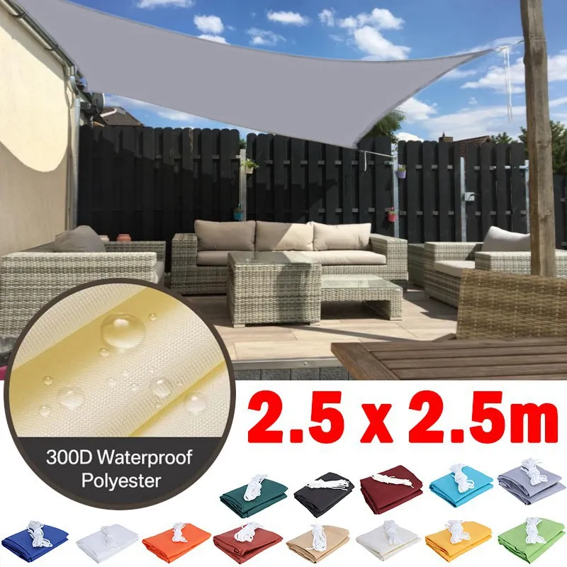 

2.5x2.5m Square Waterproof Sunshade Sail Outdoor Garden Beach Camping Awning Terrace Pool Sun Canopy Patio Sunscreen Sun Shelter