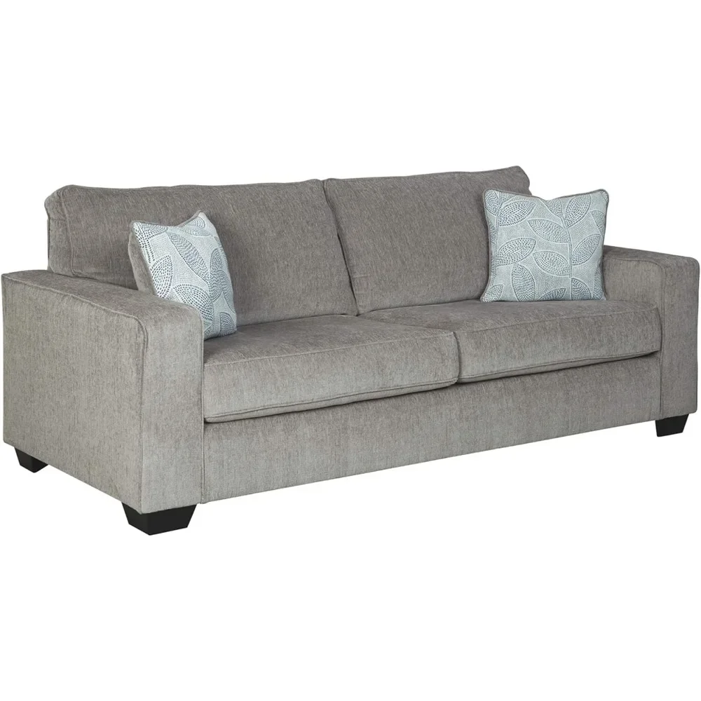 

Altari Modern Sofa with 2 Accent Pillows, Light Gray