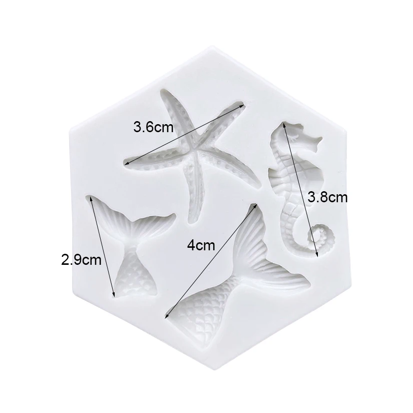 Meerjungfrau Schwanz Seestern Seepferdchen Silikon Form Sugarcraft Schokolade Cupcake Backform Fondant Kuchen Dekorieren Werkzeuge – Detail 5