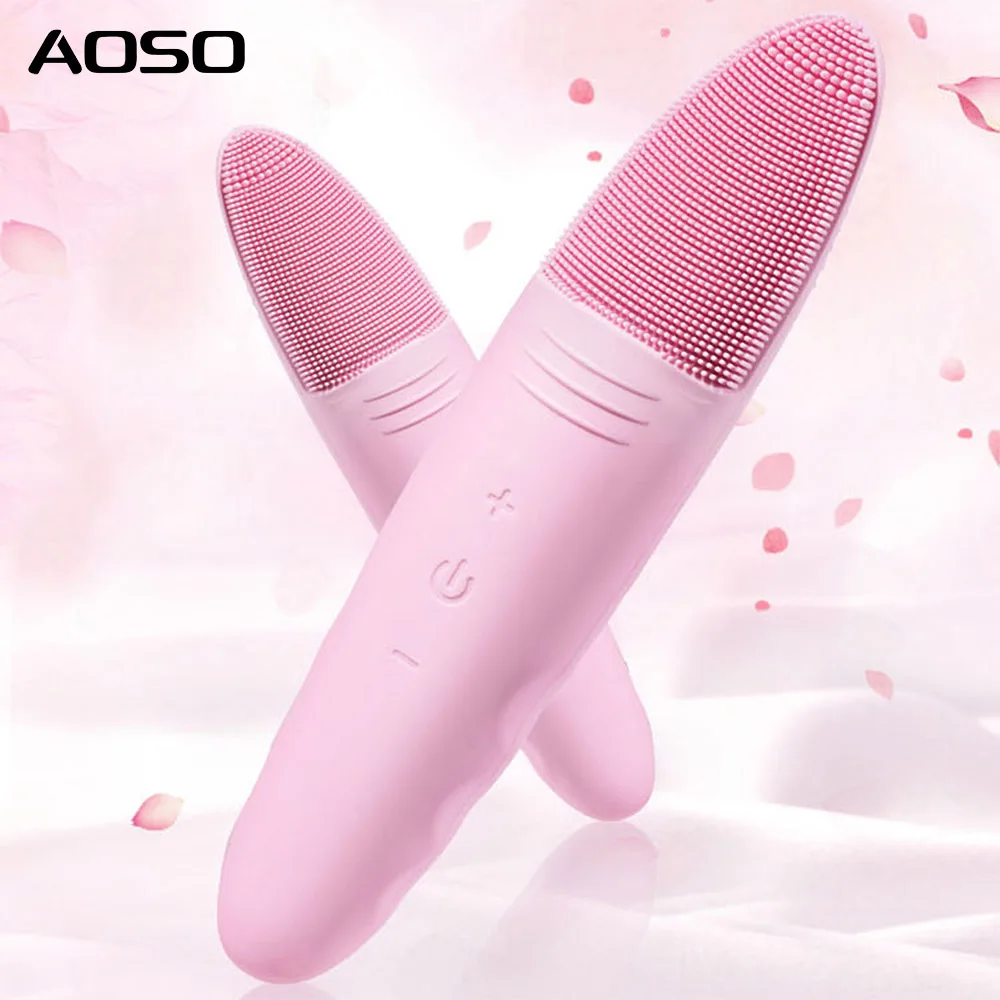 Spazzola per la pulizia del viso in silicone, nuovo massaggiatore facciale elettrico a 5 velocità con detergente per pori ad ultrasuoni