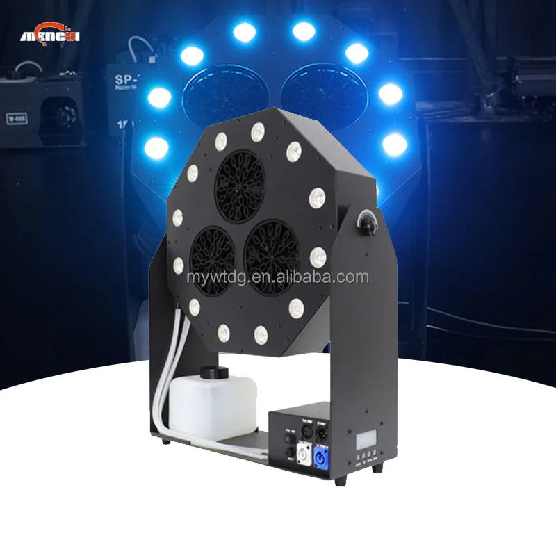 

DMX512 Remote Control Bubble Machine 12pcs Led 4-In-1 Bubble Machine Rotation Automatic Bubble Spraying Machine