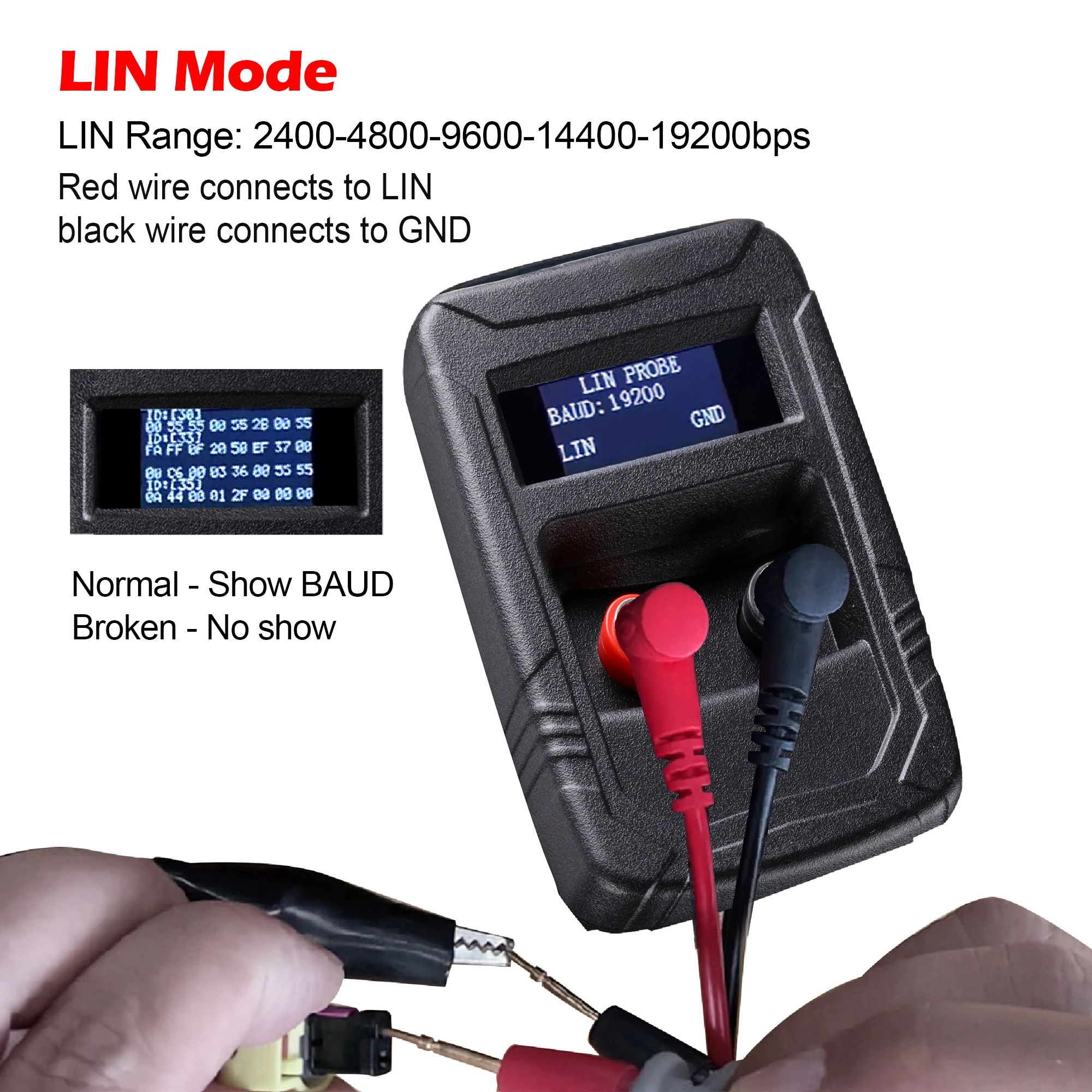 WOYO PL007 LIN CAN-Herramienta de análisis automotriz, CAN BUS, reconocimiento automático, CAN-H CANL, CAN LIN Tester para mostrar la tasa de baudios