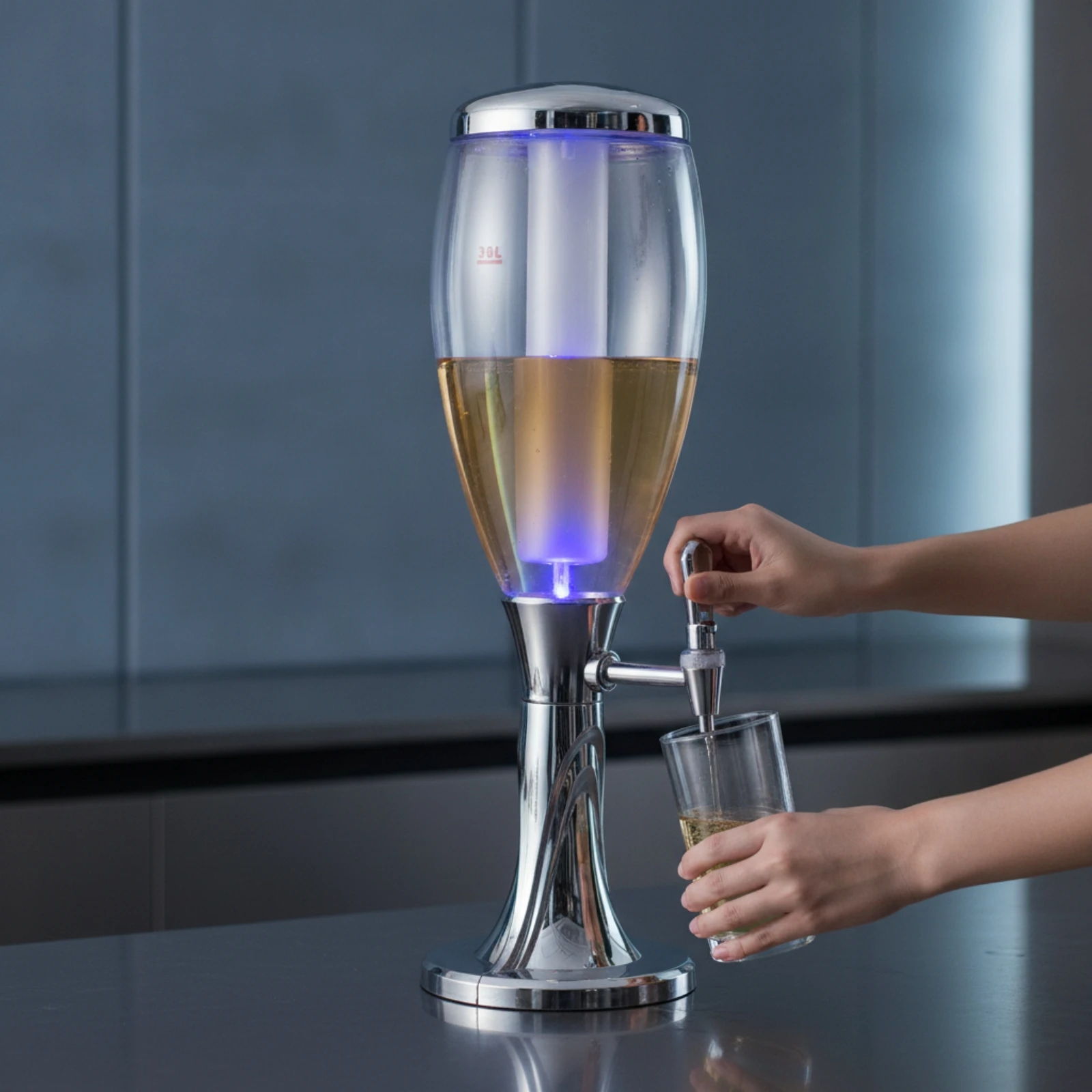 Beer Dispenser with Dual Taps Chilled Beer Dispenser with Ice Tube Drink Dispenser with Ice Column Tabletop Clear for Hosts - view 6