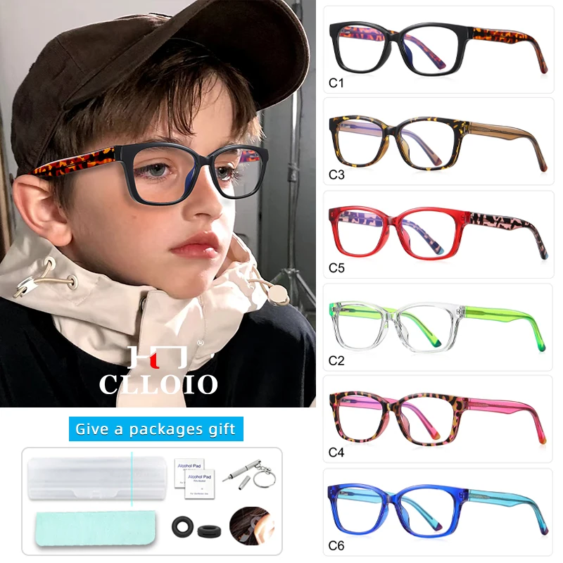 

CLLOIO New Trendy Square Kids Myopia Glasses Anti Blue Light Boys Girls Computer Eyeglasses Children Prescription Optical Frames