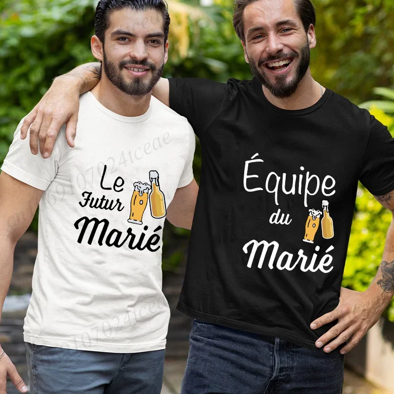 Beers for The Groom Squad T-shirt French Evg Team Future Groom Best Man Tshirt Boyfriend Bachelor Party Tees Wedding Clothing image 5