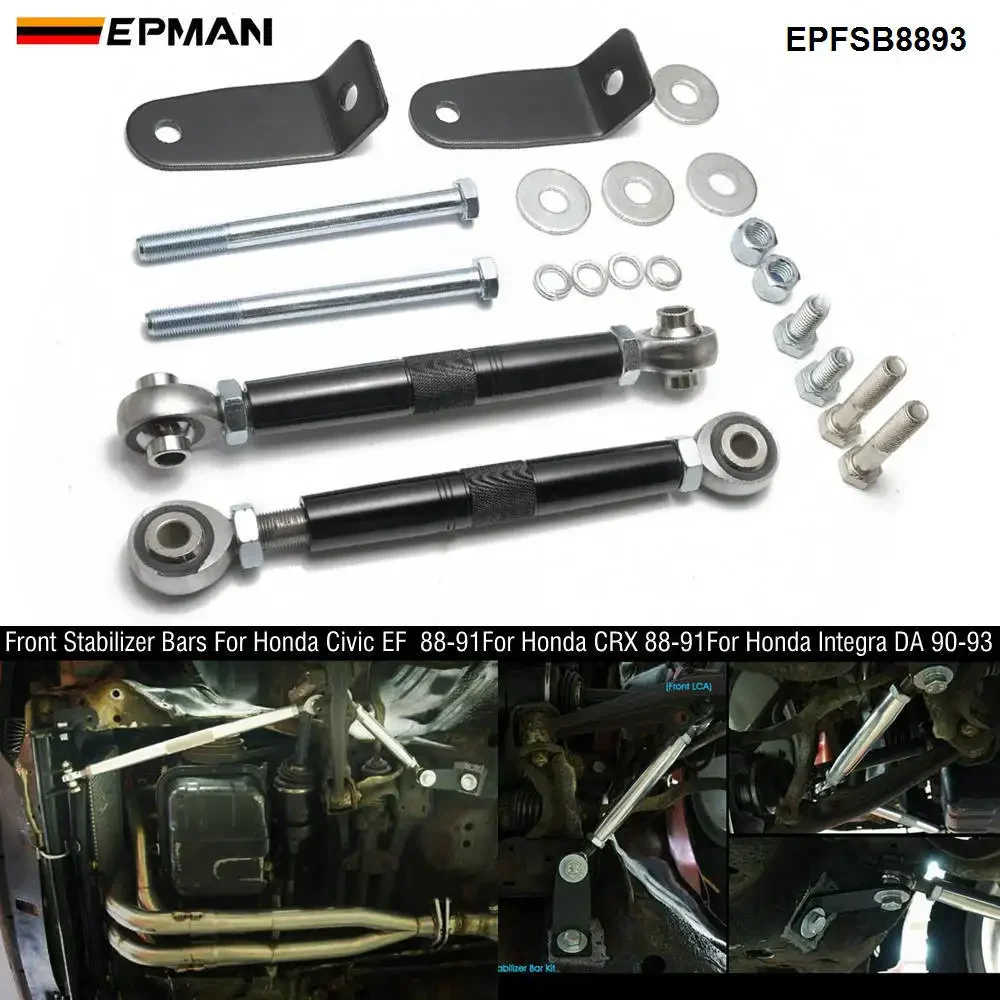 EPMAN Front Stabilizer Bars for Honda Civic EF CRX 88-93 For Honda Integra Da 90-93  Work With Traction Bars EPFSB8893