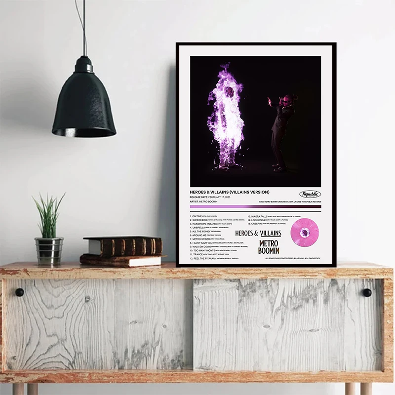 Metro Boomin HEROES & VILLAINS (Future) Poster Pop Music Album Canvas Painting Print Living Room Wall Art Club Home Decor Gifts