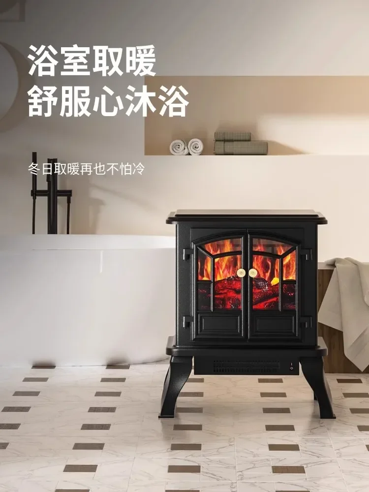 220V Indoor Home Heating with Graphene Electric Heater, Simulated Fireplace and Vintage European Design