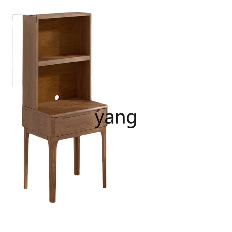 

Yhl Solid Wood Desk with Storage Bookshelf Computer Desk Small Apartment Children Desk