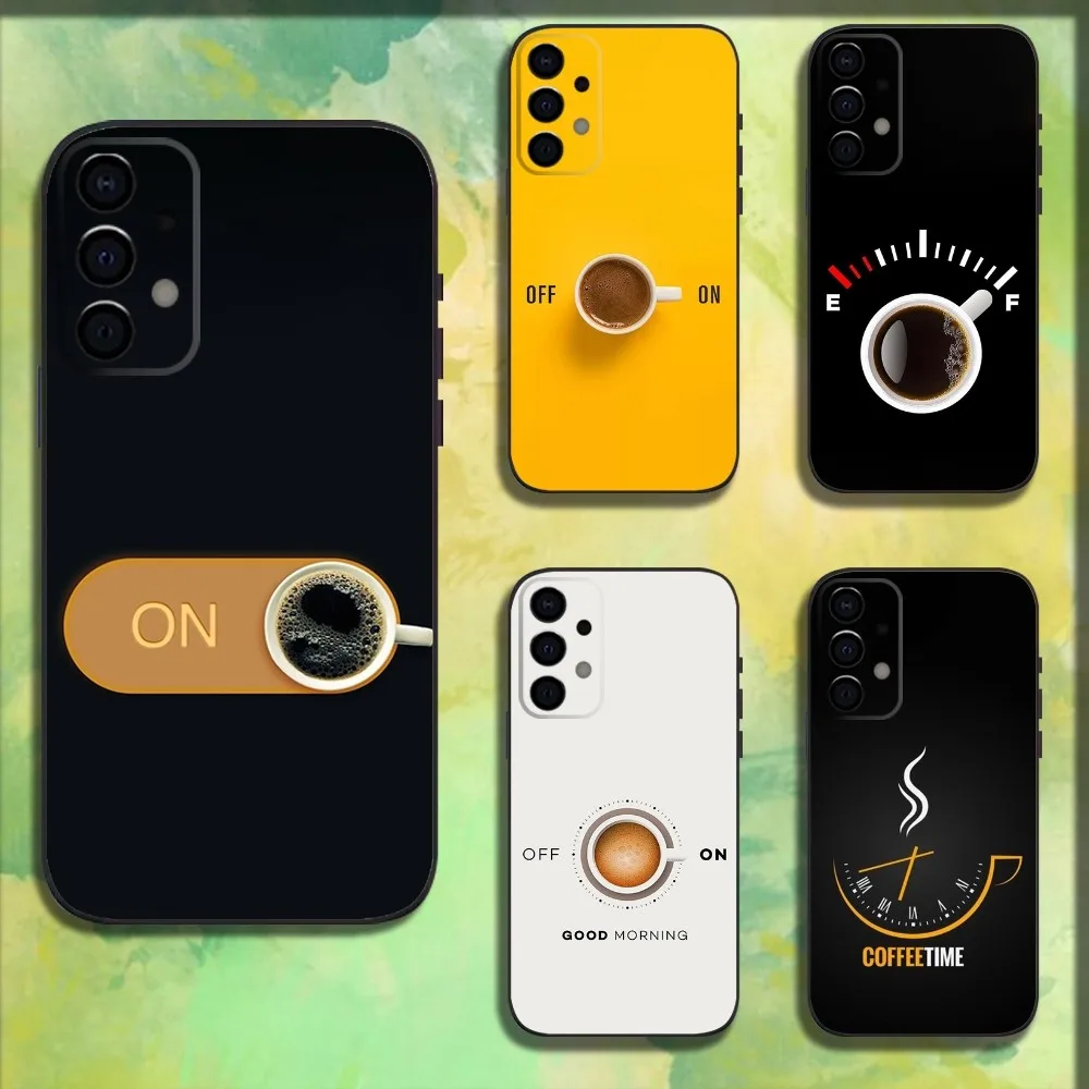 

Art Coffee Time Phone Case For Samsung Galaxy A13,A21s,A22,A31,A32,A52,A53,A71,A80,A91 Soft Black Cover