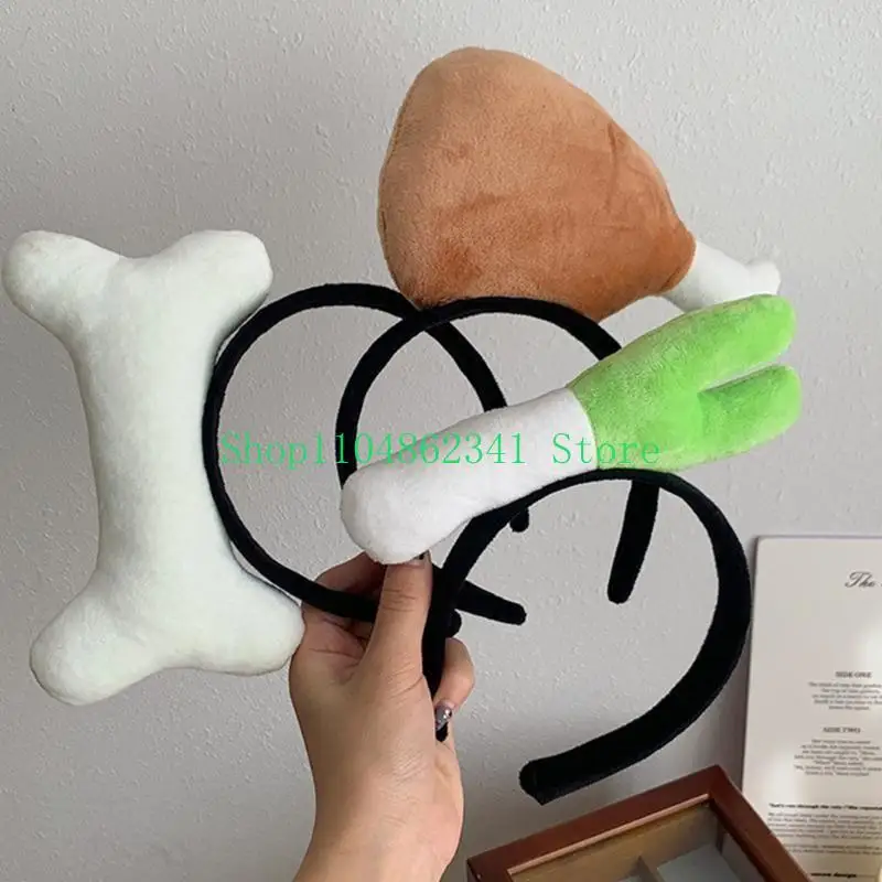 

652F Plush Bone/Chicken Leg Headband Spoof Hairhoop Adult Cosplay Costume Headwear