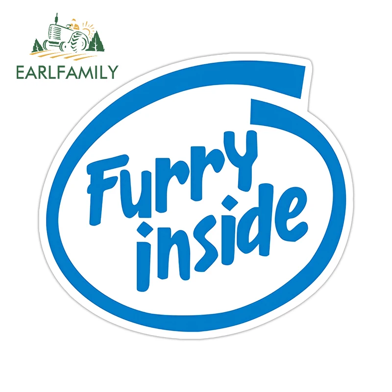 

EARLFAMILY Funny Furry Inside Logo Car Sticker Attractive Design Bumper Skateboard Decals Cool Waterproof Motorcycle Decoration