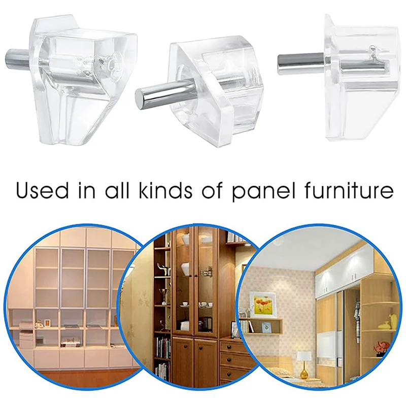 ABJI-60 Pieces 3 Mm Shelf Pins Clear Support Pegs Cabinet Shelf Pegs Clips Shelf Support Holder Pegs For Kitchen Furniture