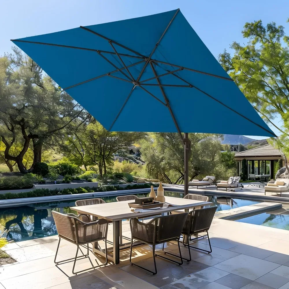 10 FT Square Cantilever Patio Umbrella Outdoor Offset Umbrella W/ 36 Month Fade Resistance Recycled Fabric