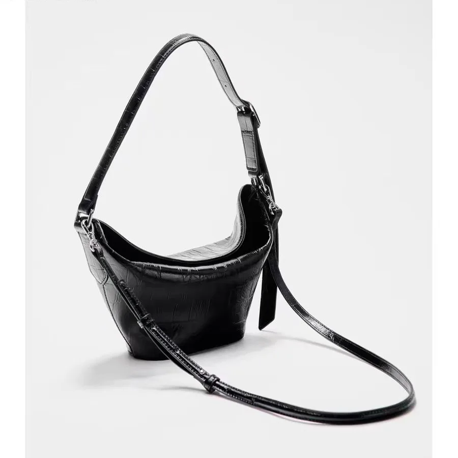 Leather Crossbody Bags Women Large-capacity Patchwork Fashion Bucket Bags Crocodile Pattern Shoulder Messenger Handbag