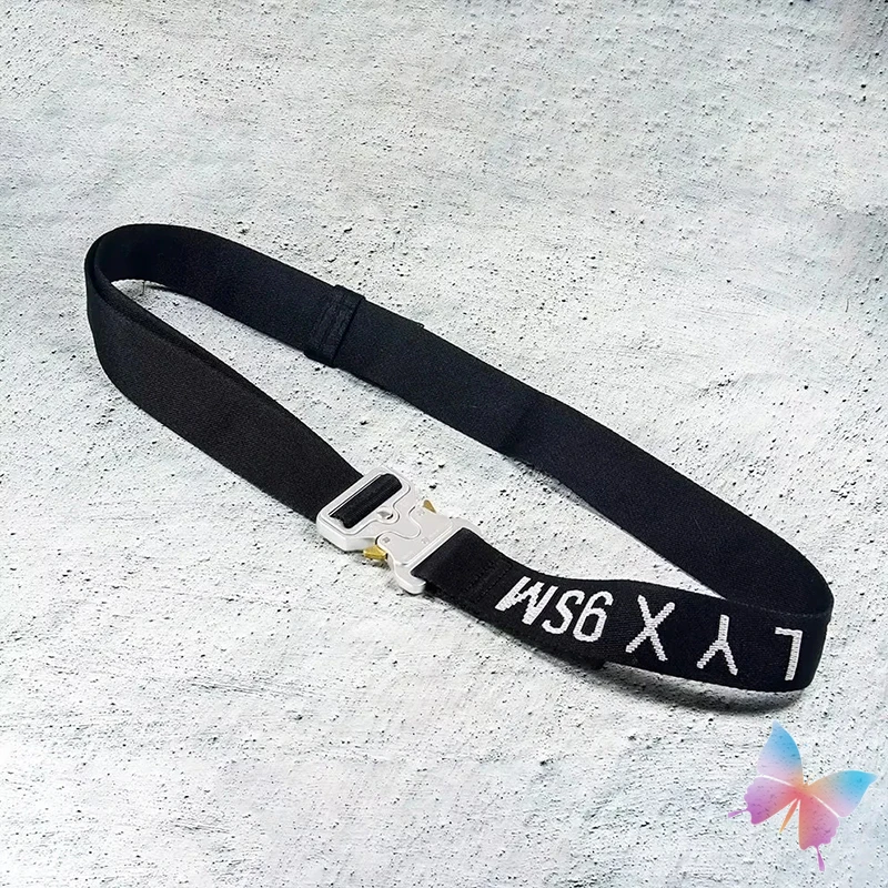 

24ss New 1017 ALYX 9SM Belt Unisex Metal Buckle Black Ribbon Letter Logo High Street Fashion Tactical Functional Waist Belt