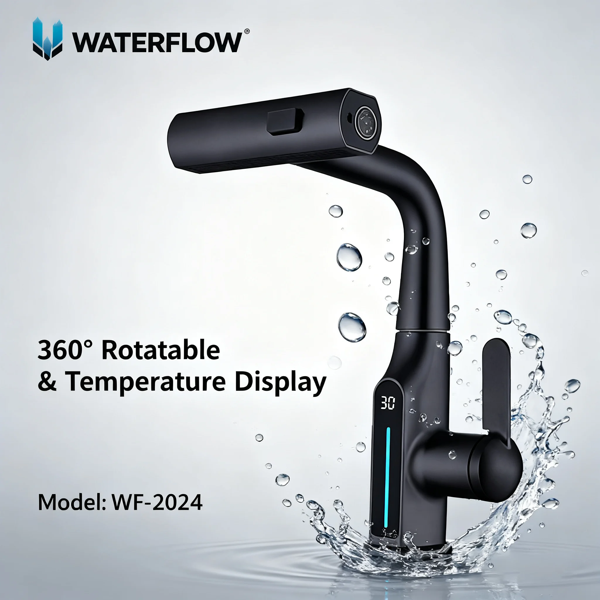 

LCD Bathroom Basin Faucet Digital Display Basin Tap Multifunctional Bathroom Faucet Pull Out Mixer Tap Deck Mounted Mixer Crane