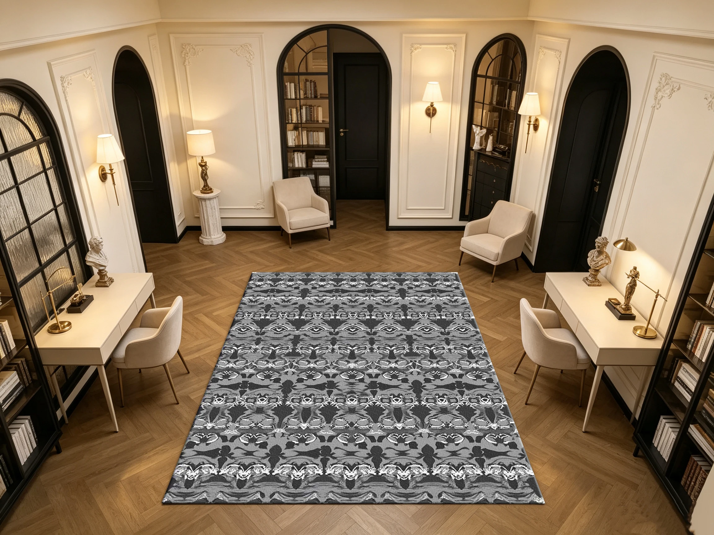 Grey Black Vertical Stripe Ethnic Tribal Carpet Flooring Bohemian Household Indoor Decor Floor Rug