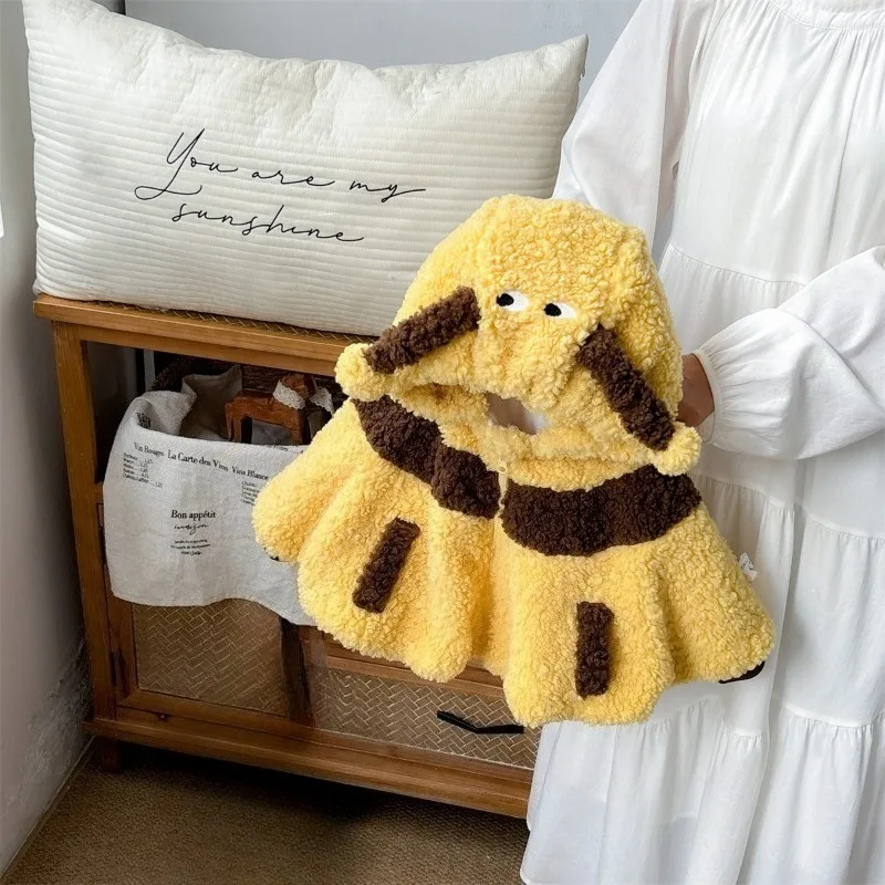 赤ちゃん女の子男の子蜂コスプレ衣装黄色のマントかわいいショール防風フード付きケープ冬秋クリスマスパーティー衣装