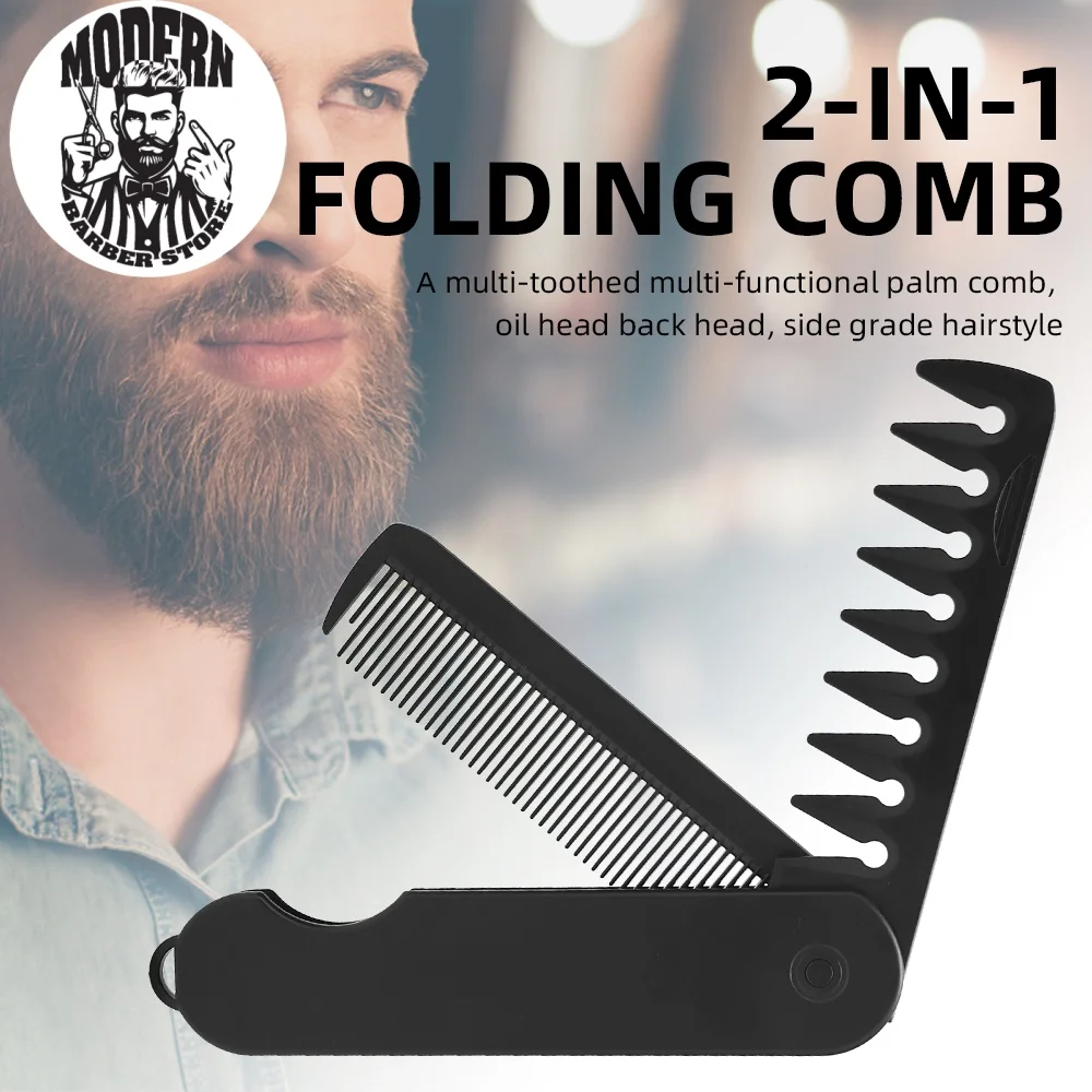 

Protable Folding Combs Plastic Wide Tooth Oil Head Comb Multifuncional Barber Hair Clipper Comb Men Beard Combing Styling Tools