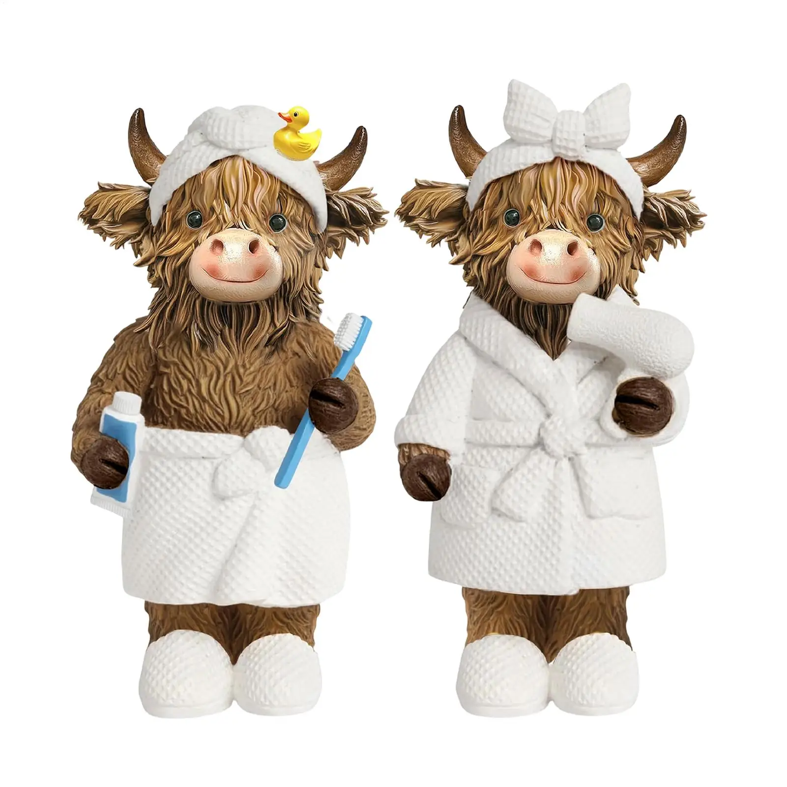 Cow Statue Resin Rustic Realistic Cute Decor Bathrobe Cow Decorations for Home for Home Bathroom Bedroom Living Room Outdoor