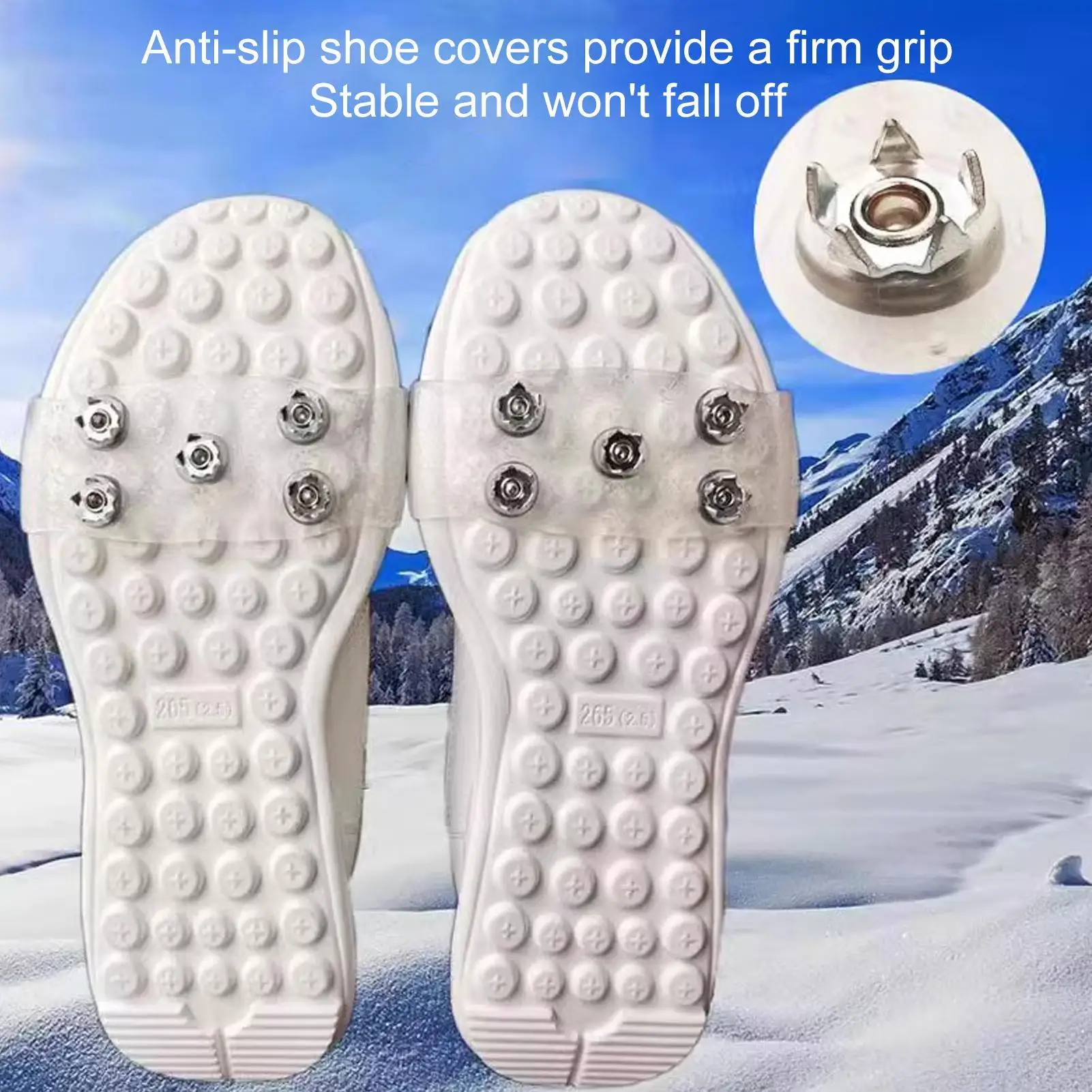 Shoes Ice Cleats With 5 Steel Studs PET rubber Ice Snow Spikes Anti-slip Outdoor Climbing Boots Ice Snow Grips Crampons Gripper