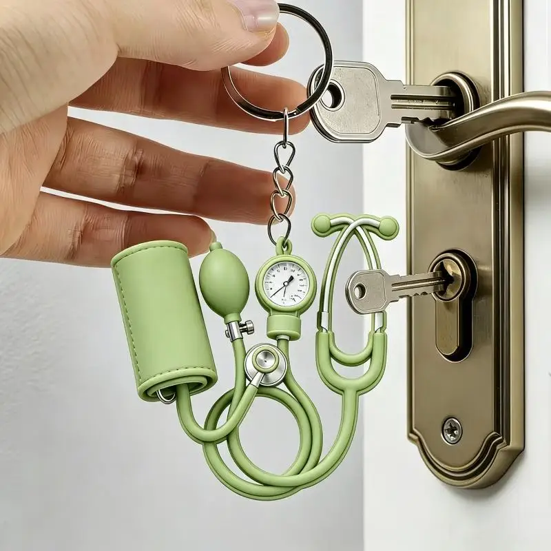 2D Acrylic Medical Keychain Lovely Stethoscope Design Scratch Resistant for Nurse Graduation Souvenir Gift