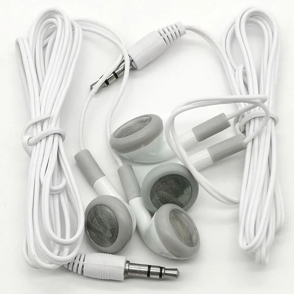 1000pcs/lot Wholesale 3.5mm White Disposable Earphones for gift for Museum for Concert For School