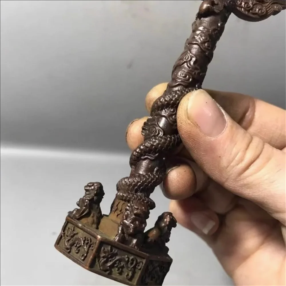 Tiananmen Cloud Dragon Pillar Ornament, Divine Dragon Protector, Old Bronze Artifact Collection