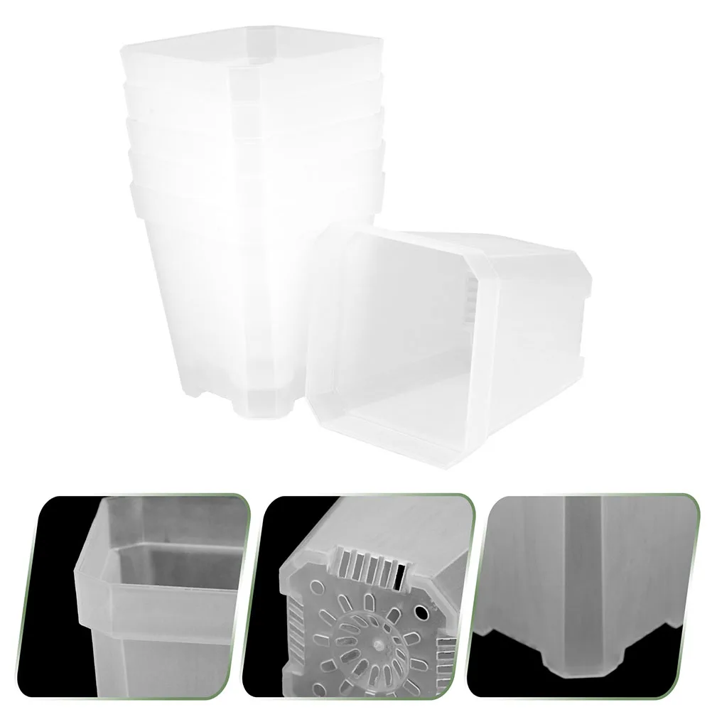 

24 Pcs Plant Pot Clear Container Succulent Bowl Transparent Nursery Pots Square