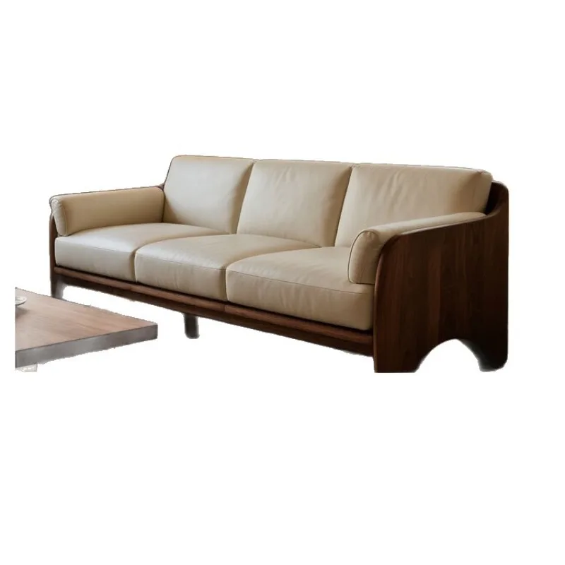 

New Chinese black walnut solid wood sofa combination homestay large apartment modern villa living room fabric sofa