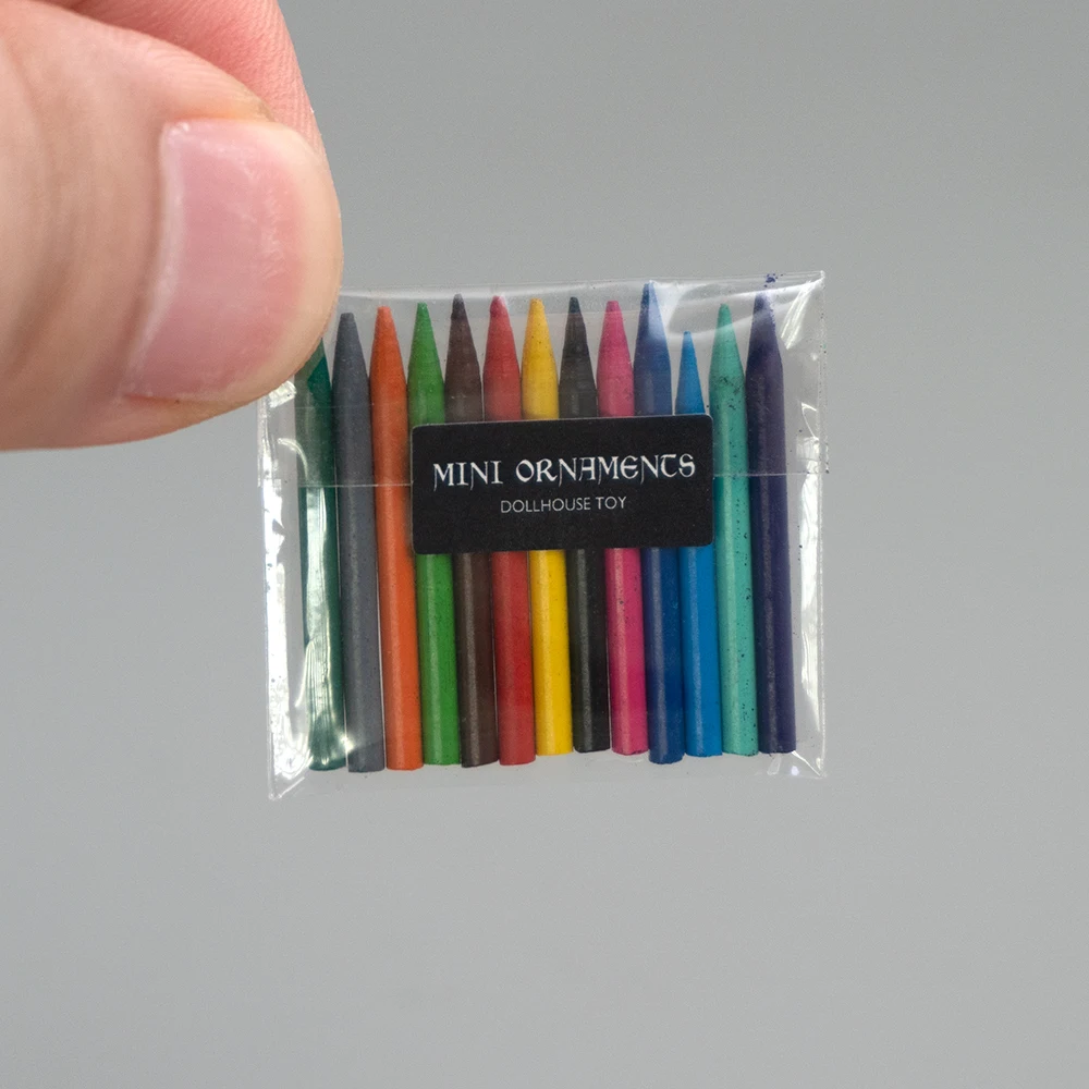 13Pcs 1/12 Dollhouse Miniature Colored Crayons Mini Colour Pen Model for Doll House Accessories Decoration ob11 bjd