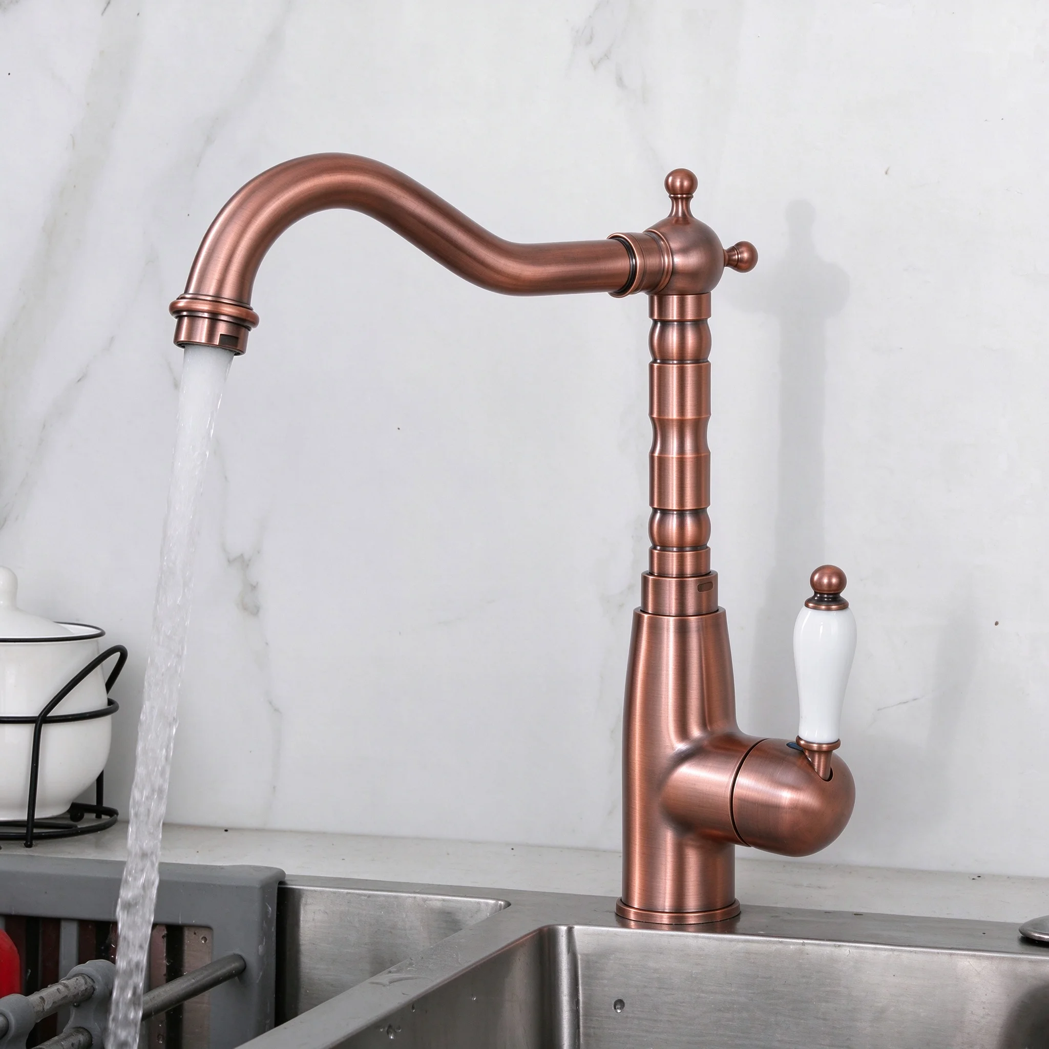 Antique Copper Single Handle Deck Mount Bathroom/Kitchen Sink Faucet Mixer Taps