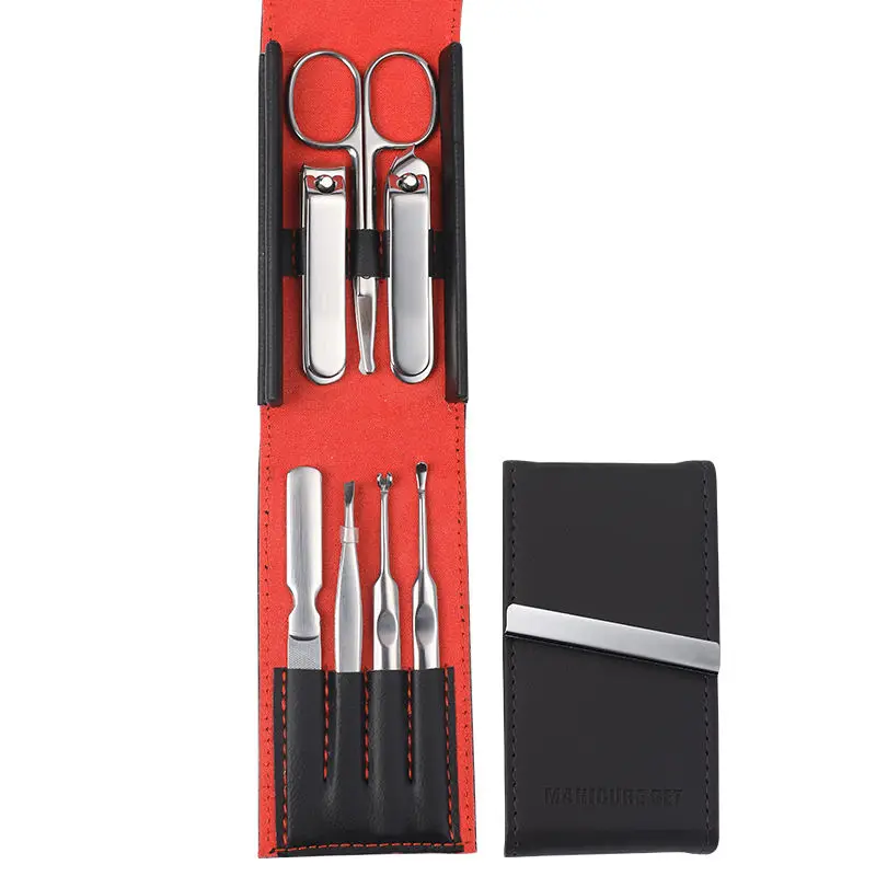 

High quality nail care tool portable nail cutter nipper clipper set 7 piece manicure pedicure set with carrying pouch