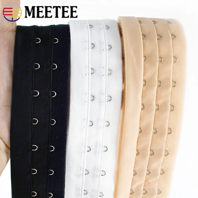 

1Yard Meetee 3 Rows Underwear Extender Ribbon Clasp Bra Back Buckle Shaper Hook Tape Corset Waist DIY Sewing Garment Accessories