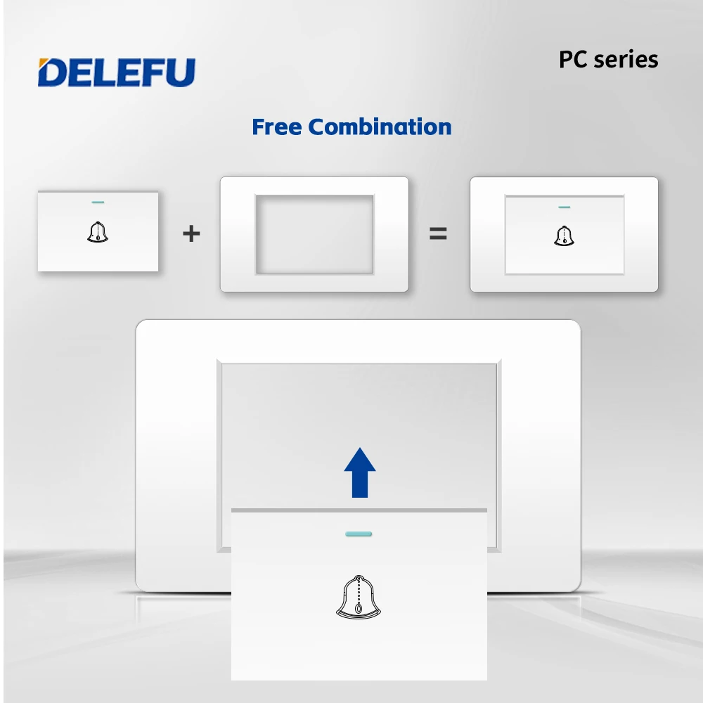 DELEFU PC Brazil Standard Switch Socket 118*72mm10A 20A Doorbell switch Doorbell Ding Dong Grey Black White Gold