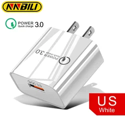 NNBILI 18W 3A caricabatterie rapido caricatore USB carica rapida 3.0 caricabatterie per telefono per iPhone per Huawei Samsung Xiaomi 14 Redmi EU US Plug