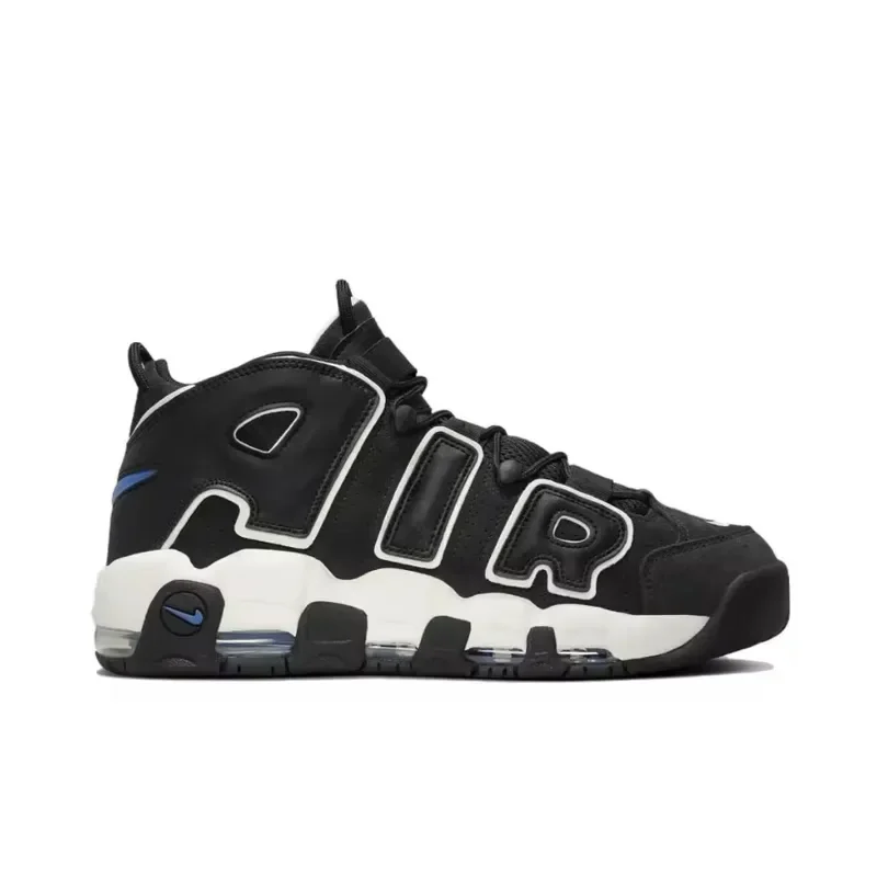 Nike Air More Uptempo Retro Mid Top Basketball Shoes Comfortable Versatile Black and White Color Scheme for Men