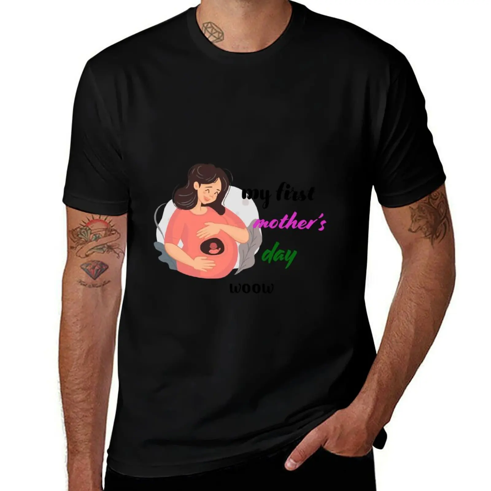 

Футболка First Mothers Day woow, хлопковая футболка, мужские футболки, футболка с рисунком