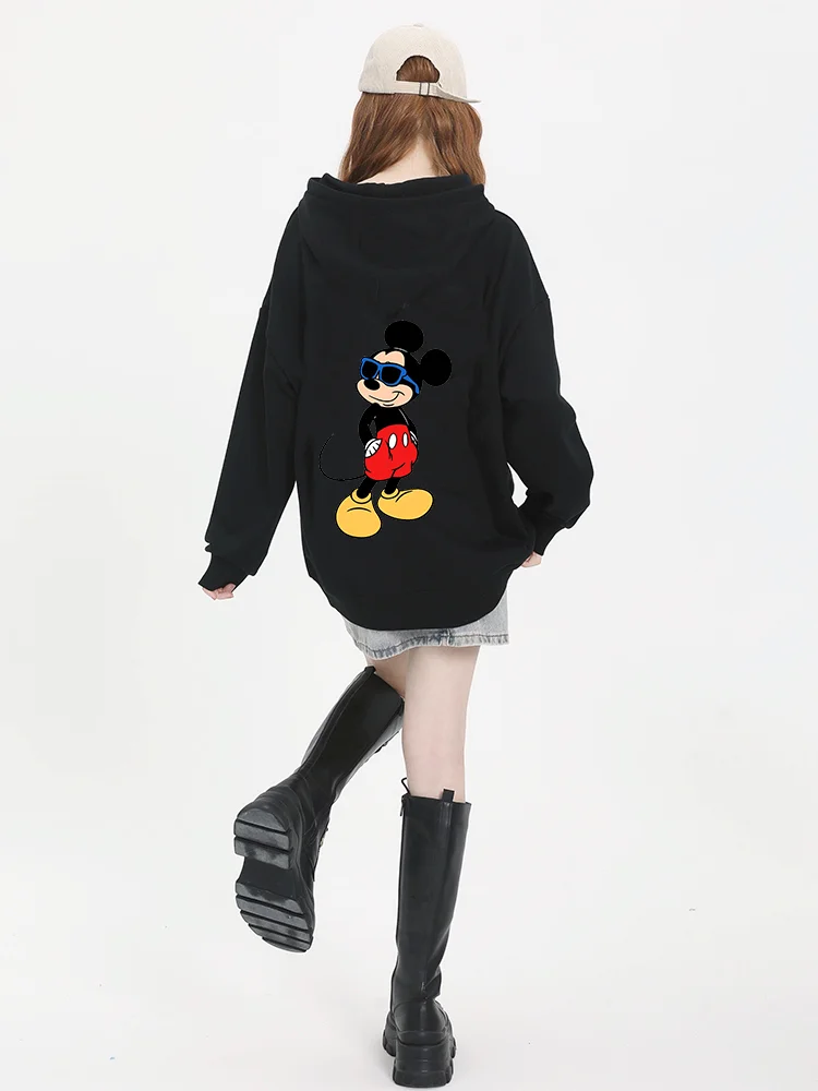 Popular Disney character Mickey Mouse print hooded men's and women's hoodies, couple casual sports street hoodies