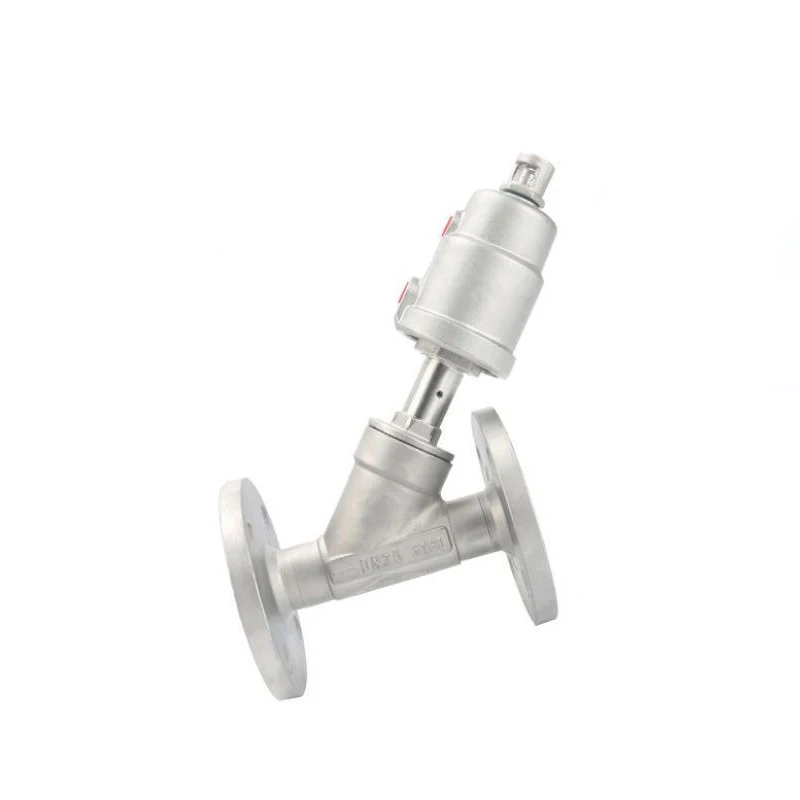 DN25 304 stainless steel pneumatic flange angle seat valve high temperature resistant corrosion steam Y type cut off valve