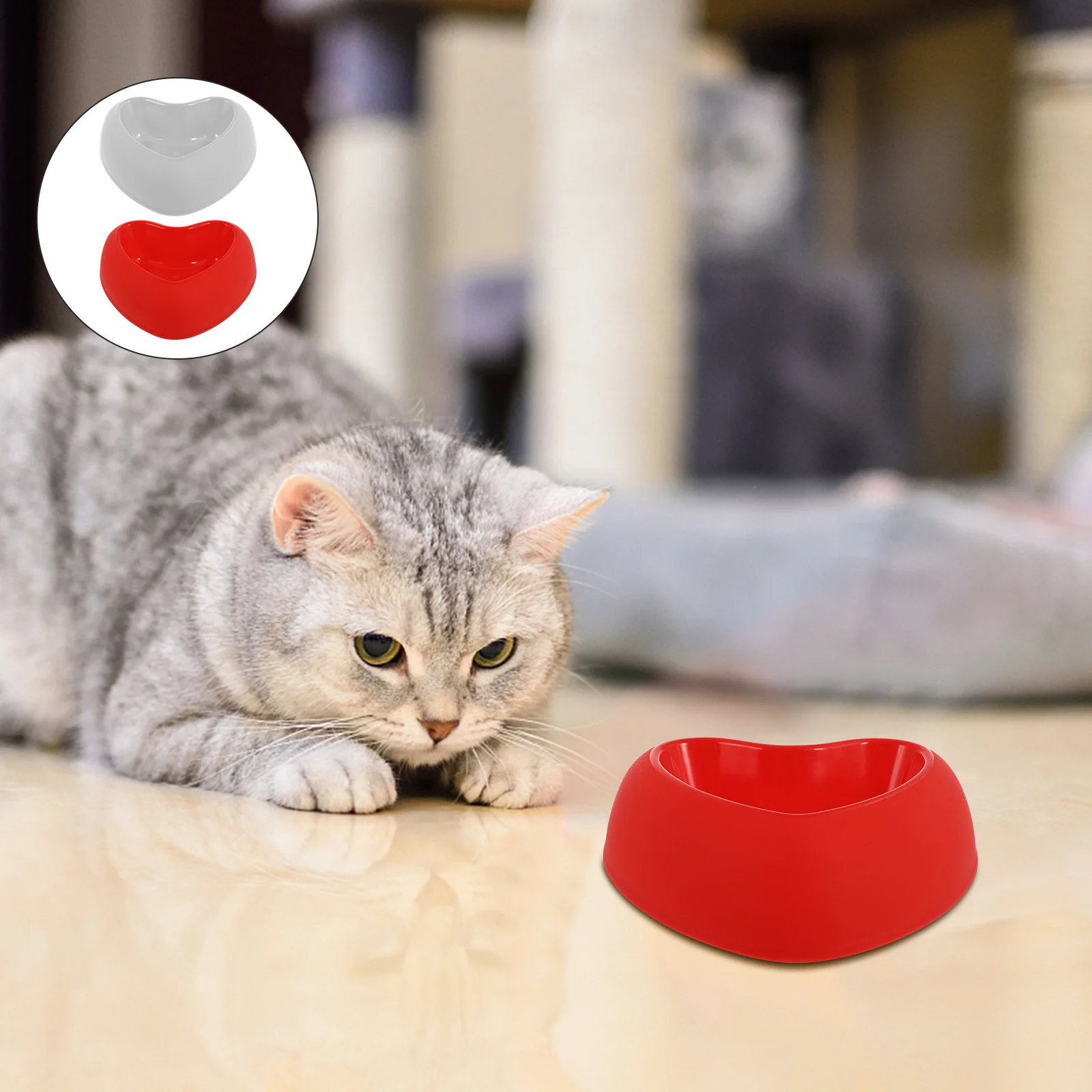 

2pcs Pet Bowl Heart Shaped Anti-Choke Durable Feeder For Cat Dog Food Water Container Lick Bowl Slow Feeding Supplies