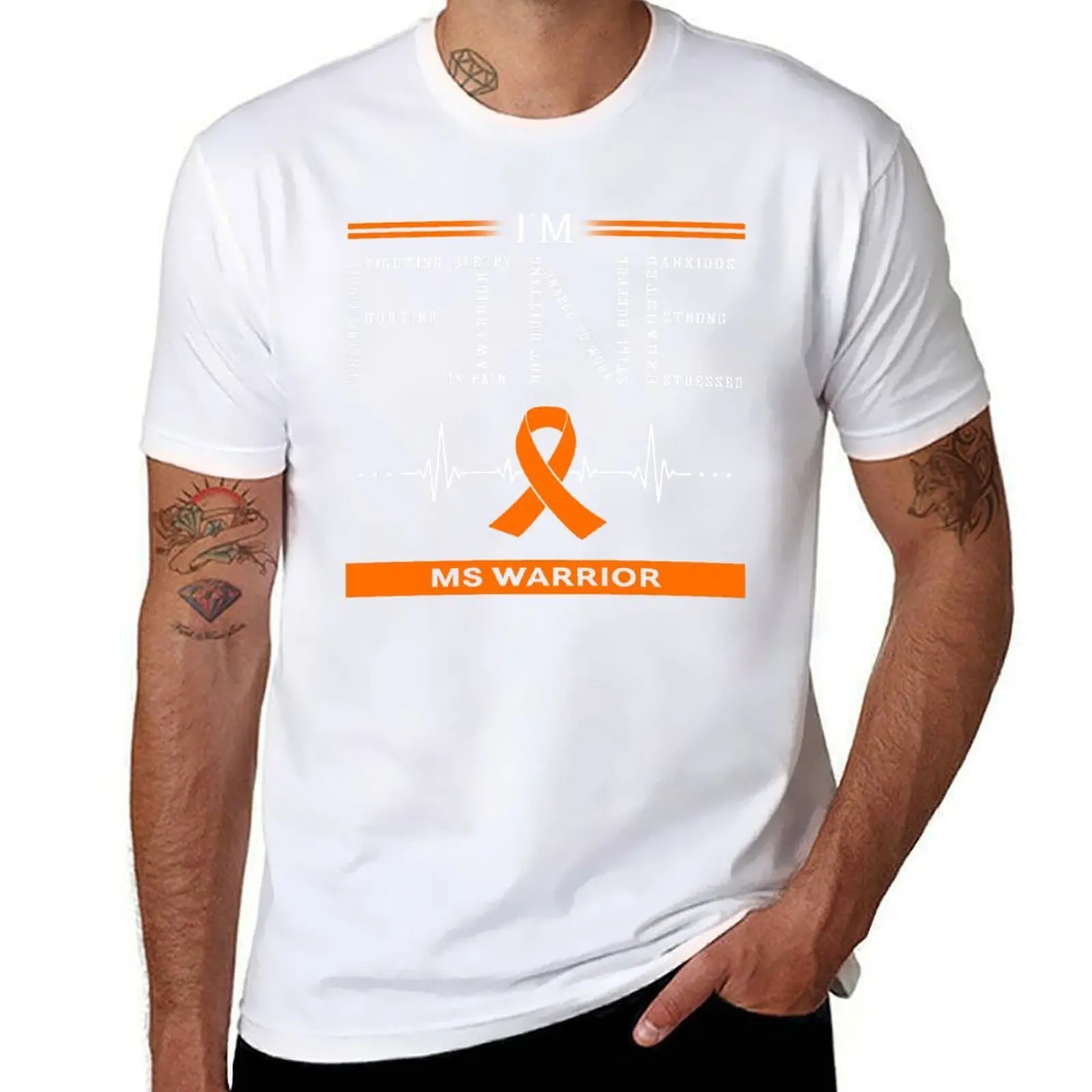 

I'm Fine MS Warrior Support MS Awareness Gifts T-Shirt cotton t shirts high quality t shirt men 100% cotton luxury brand T-Shirt