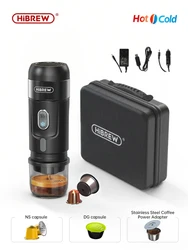 HiBREW Portable Coffee Machine for Car & Home,DC12V  Expresso Coffee Maker Fit Nexpresso Dolce  Pod Capsule  Coffee Powder H4A