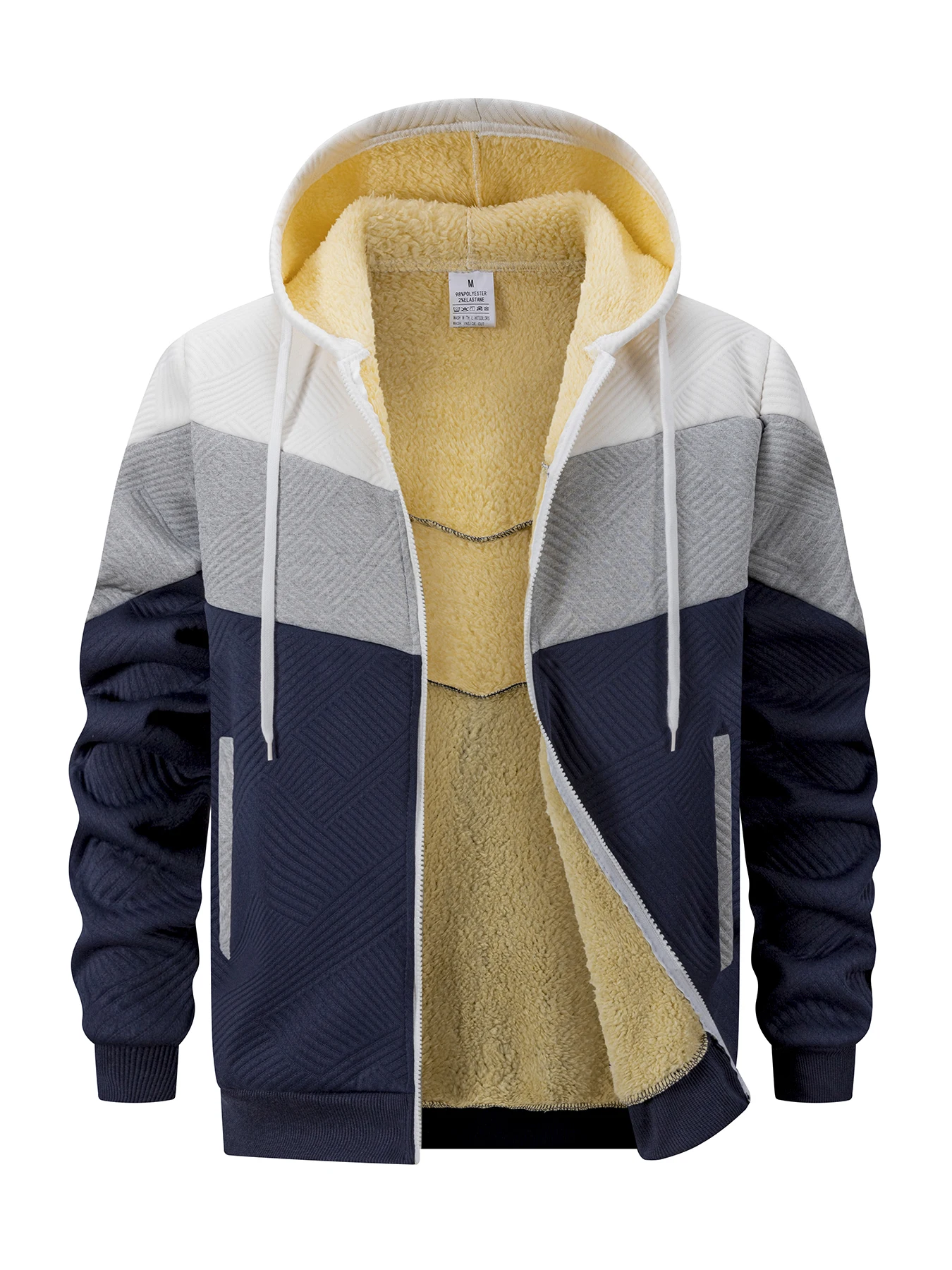 الشتاء الرجال المرقعة هوديي سترة في الهواء الطلق ملابس رياضية كاجوال الشارع أزياء الرجال الصوف الحراري سستة مقنعين البلوز #6