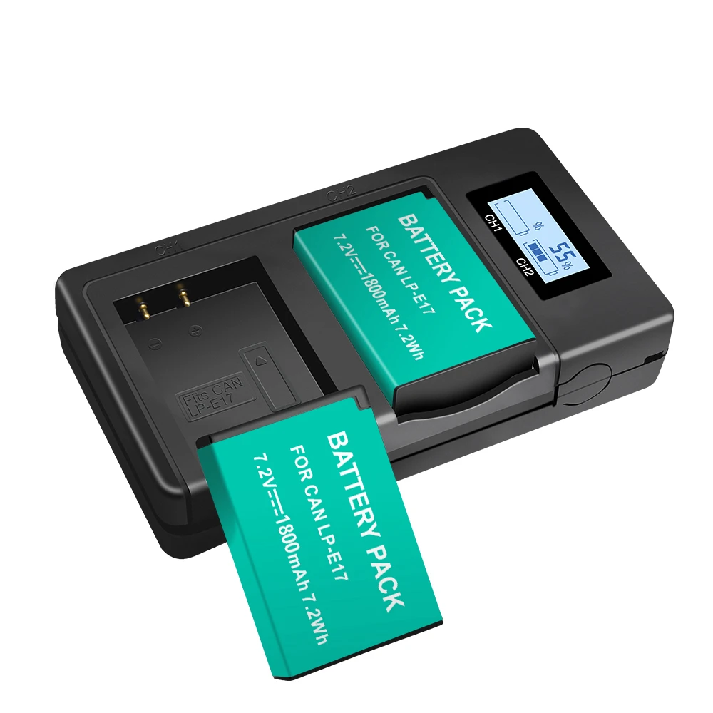 LPE17 LP E17 LP-E17 E17 bateria + ładowarka USB z wyświetlaczem LCD dla Canon EOS 200 250D M3 M5 M6 750D 760D T6i T6s 800D 8000D 77D pocałunek X8i